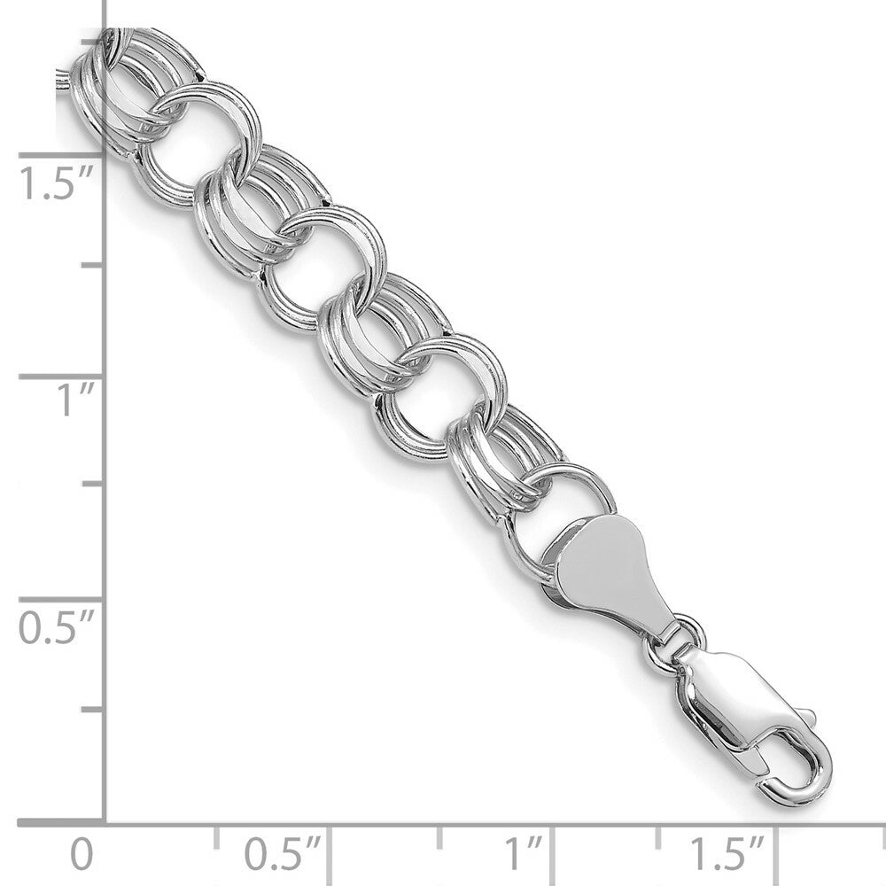 8.25" Length Bracelet 14K White Gold Lite 8mm Triple Link Charm Bracelet