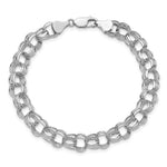 Load image into Gallery viewer, 7.25" Length Bracelet 14K White Gold Lite 8mm Triple Link Charm Bracelet
