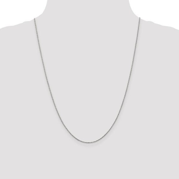 14K White Gold .95mm Twisted Box Chain Necklace  Length 24'' inches