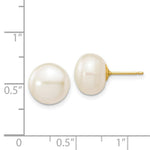 Load image into Gallery viewer, 14K Yellow Gold 10-11mm White Button Freshwater Cultured Pearl Stud Earrings
