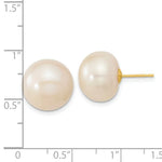 Load image into Gallery viewer, 14K Yellow Gold 13-14mm White Button Freshwater Cultured Pearl Post Earrings
