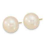 Load image into Gallery viewer, 14K Yellow Gold 13-14mm White Button Freshwater Cultured Pearl Post Earrings
