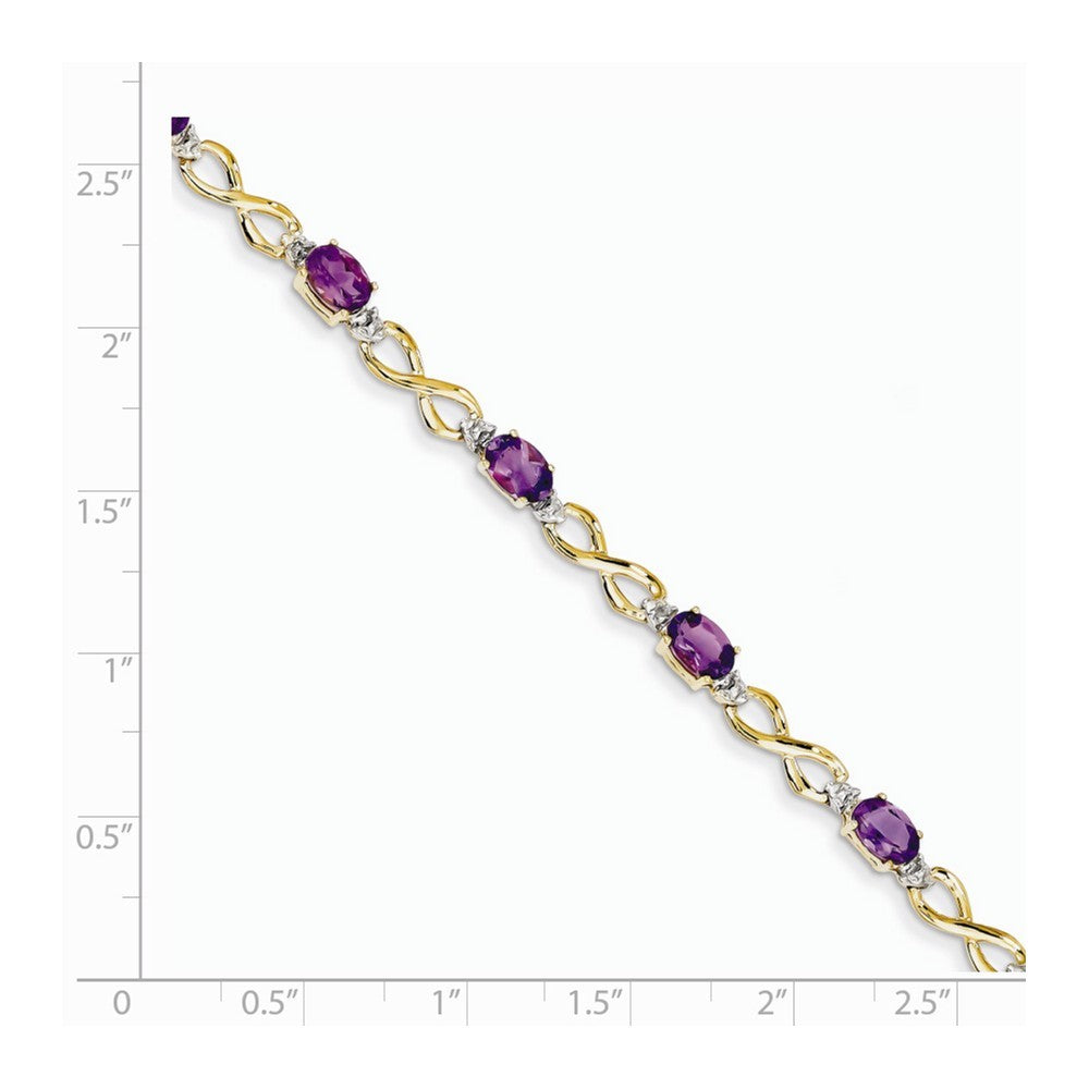 7" Length Bracelet 14K Yellow Gold Amethyst/Diamond Bracelet 3.87-Carat Gemstone tw
