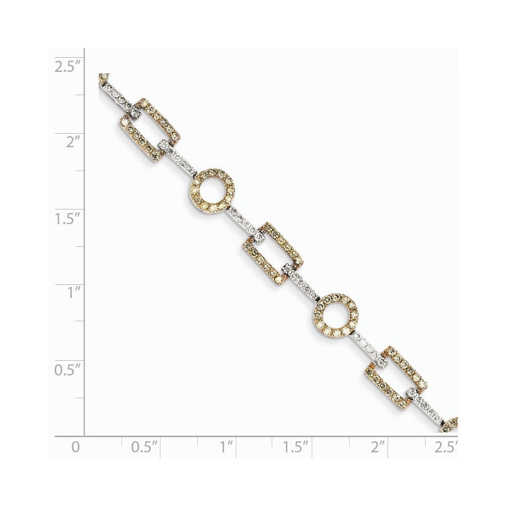 7" Length Bracelet 14K White Gold White & Champagne Diamond Bracelet 2.5-Carat tw