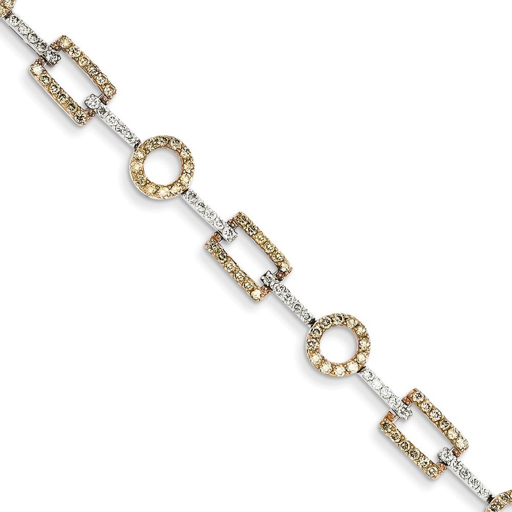 7" Length Bracelet 14K White Gold White & Champagne Diamond Bracelet 2.5-Carat tw