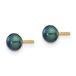 Load image into Gallery viewer, 14K Yellow Gold 4-5mm Black Button Freshwater Cultured Pearl Stud Earrings
