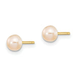 Load image into Gallery viewer, 14K Yellow Gold 4-5mm Pink Freshwater Cultured Button Pearl Stud Earrings
