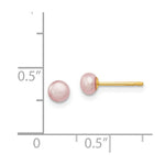Load image into Gallery viewer, 14K Yellow Gold 4-5mm Purple Freshwater Cultured Button Pearl Stud Earrings
