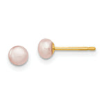 Load image into Gallery viewer, 14K Yellow Gold 4-5mm Purple Freshwater Cultured Button Pearl Stud Earrings
