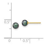 Load image into Gallery viewer, 14K Yellow Gold 4-5mm Black Round Freshwater Cultured Pearl Stud Earrings
