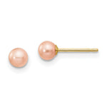 Load image into Gallery viewer, 14K Yellow Gold 4-5mm Pink Round Freshwater Cultured Pearl Stud Earrings
