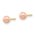 Load image into Gallery viewer, 14K Yellow Gold 4-5mm Pink Round Freshwater Cultured Pearl Stud Earrings
