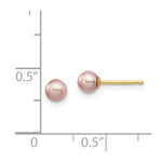 Load image into Gallery viewer, 14K Yellow Gold 4-5mm Purple Round Freshwater Cultured Pearl Stud Earrings

