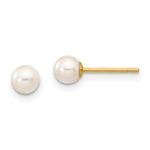 Load image into Gallery viewer, 14K Yellow Gold 4-5mm White Round Freshwater Cultured Pearl Stud Earrings
