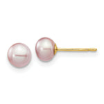 Load image into Gallery viewer, 14K Yellow Gold 5-6mm Purple Button Freshwater Cultured Pearl Stud Earrings
