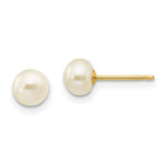 Load image into Gallery viewer, 14K Yellow Gold 5-6mm White Button Freshwater Cultured Pearl Stud Earrings
