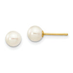 Load image into Gallery viewer, 14K Yellow Gold 5-6mm White Round Freshwater Cultured Pearl Stud Earrings
