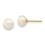 Load image into Gallery viewer, 14K Yellow Gold 6-7mm White Button Freshwater Cultured Pearl Stud Earrings
