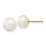 Load image into Gallery viewer, 14K Yellow Gold 7-8mm White Button Freshwater Cultured Pearl Stud Earrings

