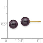 Load image into Gallery viewer, 14K Yellow Gold 7-8mm Black Round Freshwater Cultured Pearl Stud Earrings
