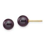 Load image into Gallery viewer, 14K Yellow Gold 7-8mm Black Round Freshwater Cultured Pearl Stud Earrings
