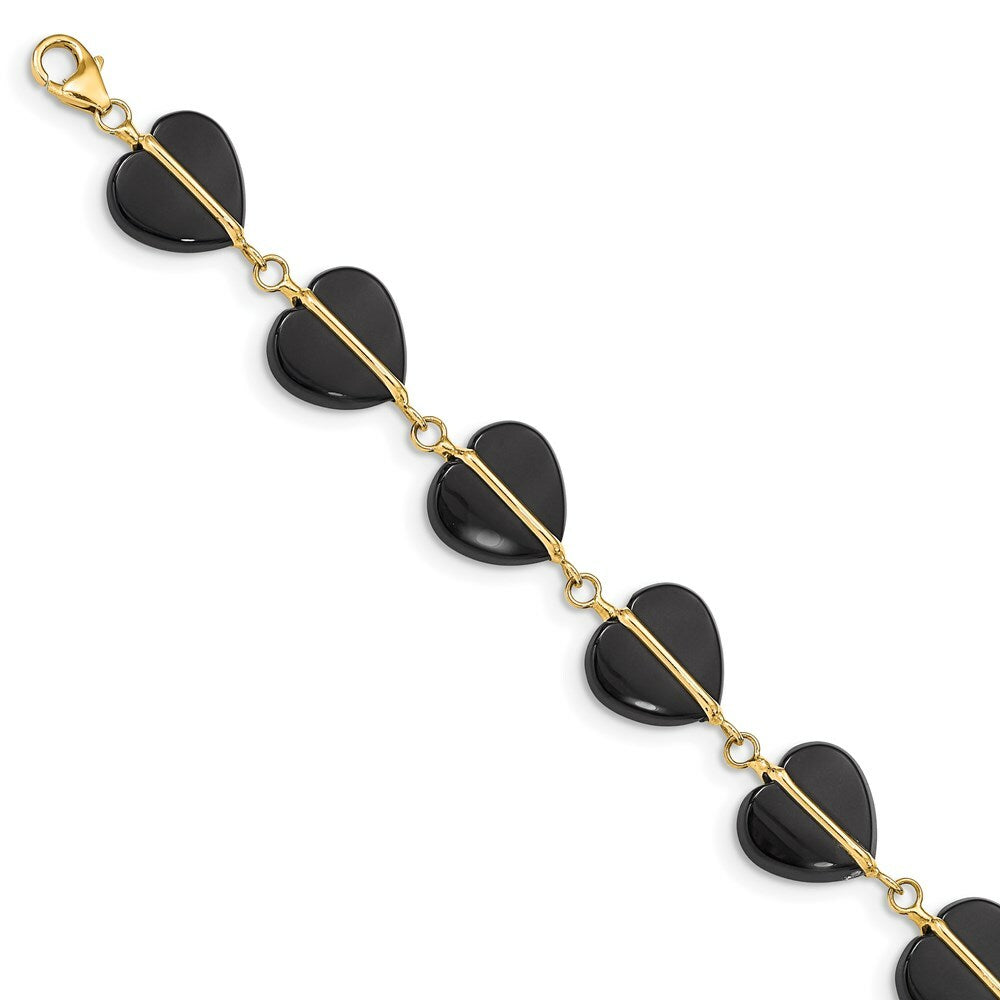7" Length Bracelet 14K Yellow Gold Black Onyx Bracelet