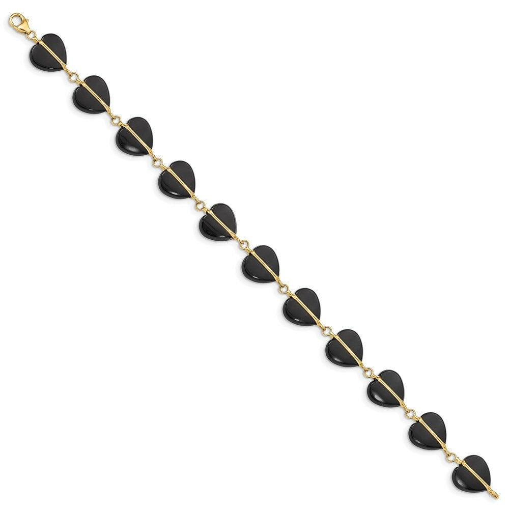7" Length Bracelet 14K Yellow Gold Black Onyx Bracelet