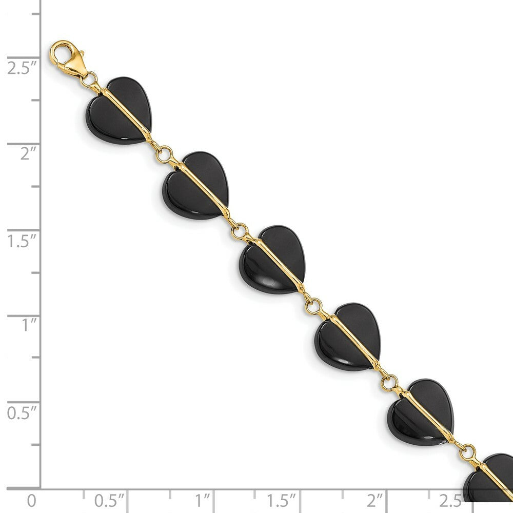 7" Length Bracelet 14K Yellow Gold Black Onyx Bracelet
