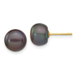 Load image into Gallery viewer, 14K Yellow Gold 8-9mm Black Button Freshwater Cultured Pearl Stud Earrings
