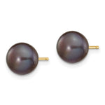 Load image into Gallery viewer, 14K Yellow Gold 8-9mm Black Button Freshwater Cultured Pearl Stud Earrings
