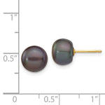 Load image into Gallery viewer, 14K Yellow Gold 8-9mm Black Button Freshwater Cultured Pearl Stud Earrings
