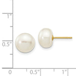 Load image into Gallery viewer, 14K Yellow Gold 8-9mm White Button Freshwater Cultured Pearl Stud Earrings
