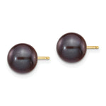 Load image into Gallery viewer, 14K Yellow Gold 8-9mm Black Round Freshwater Cultured Pearl Stud Earrings
