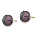 Load image into Gallery viewer, 14K Yellow Gold 9-10mm Black Button Freshwater Cultured Pearl Stud Earrings
