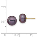 Load image into Gallery viewer, 14K Yellow Gold 9-10mm Black Button Freshwater Cultured Pearl Stud Earrings

