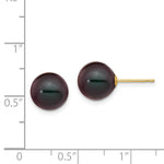 Load image into Gallery viewer, 14K Yellow Gold 9-10mm Black Round Freshwater Cultured Pearl Stud Earrings
