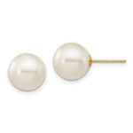 Load image into Gallery viewer, 14K Yellow Gold 9-10mm White Round Freshwater Cultured Pearl Stud Earrings
