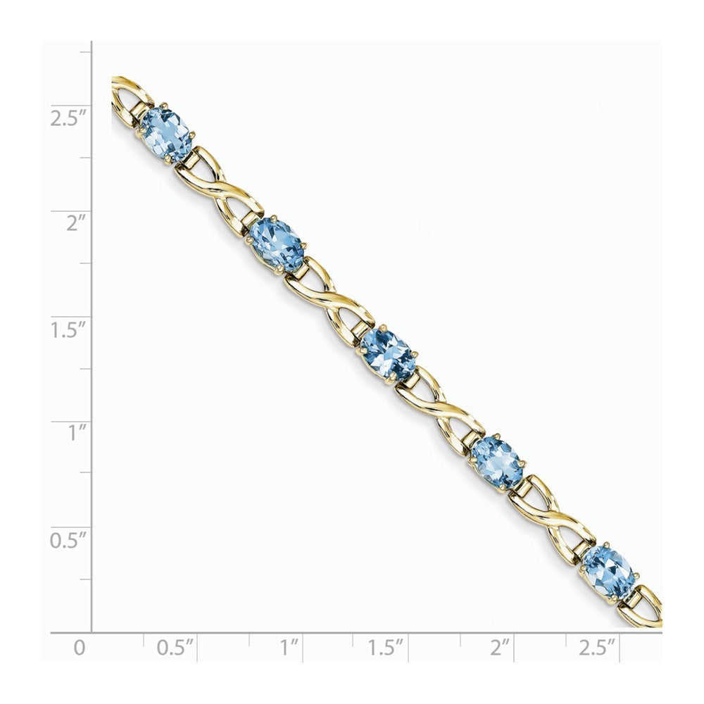 14K Yellow Gold 7x5mm Oval Blue Topaz Bracelet