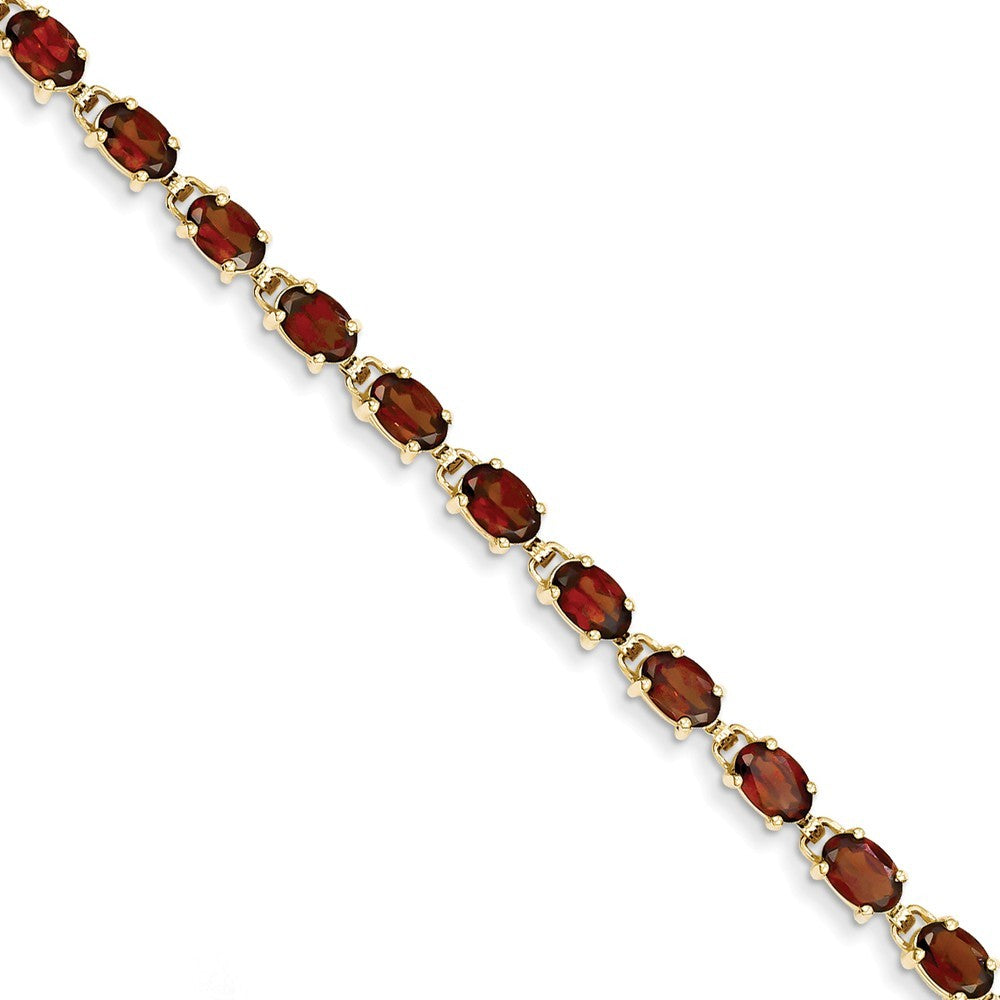 14K Yellow Gold 6x4mm Oval Garnet Bracelet