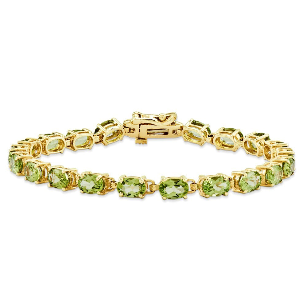 14K Yellow Gold 6x4mm Oval Peridot Bracelet