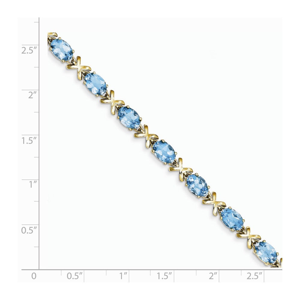 14K Yellow Gold 7x5mm Oval Blue Topaz Bracelet
