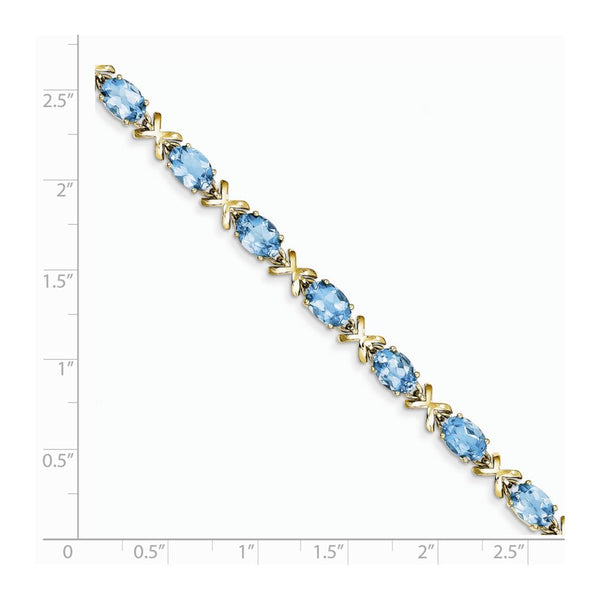 14K Yellow Gold 7x5mm Oval Blue Topaz Bracelet