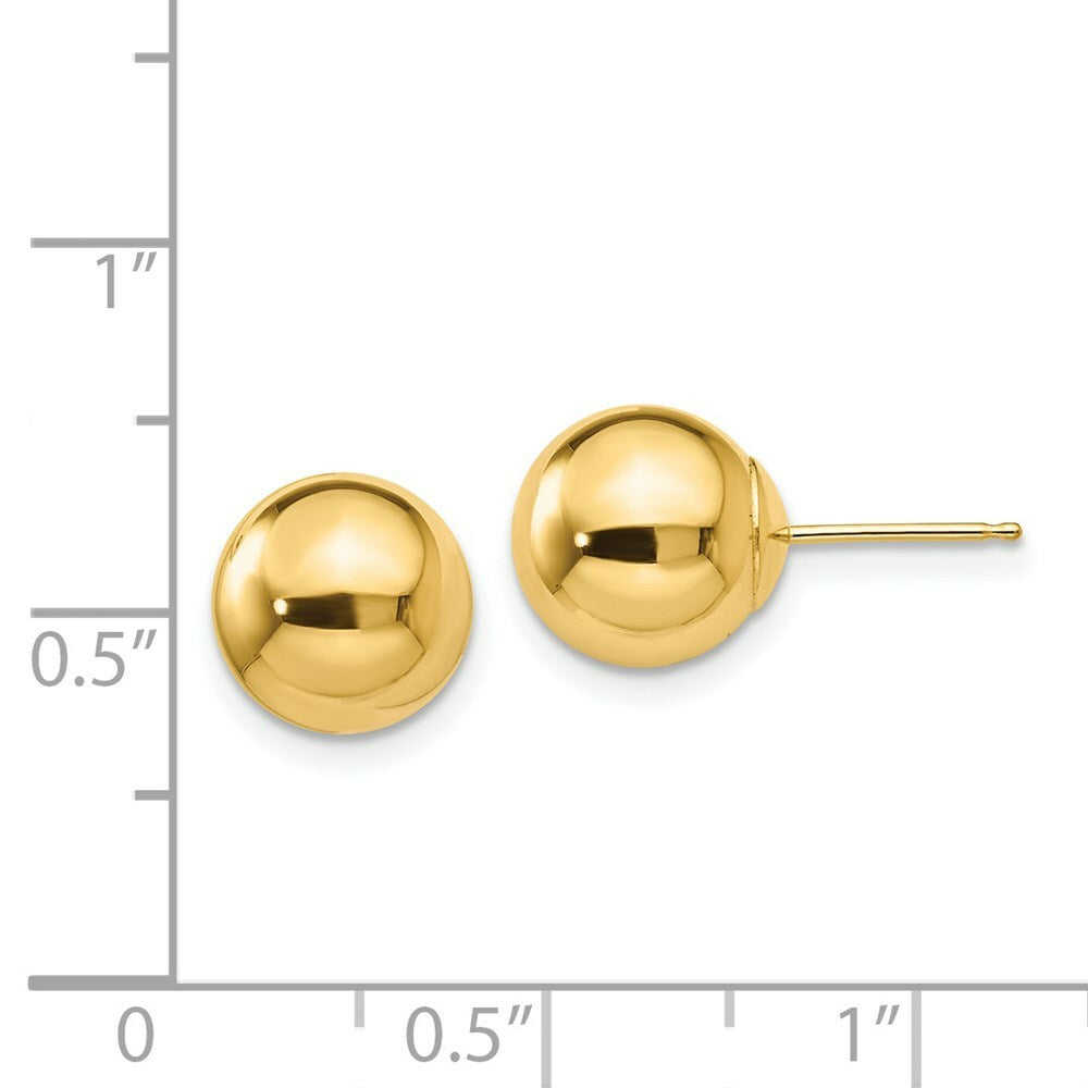 14K Yellow Gold Polished 9.0mm Ball Post Earrings