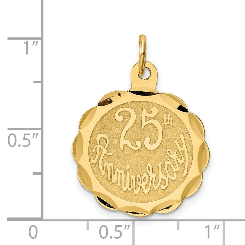14K Yellow Gold 25th Anniversary Disc Charm