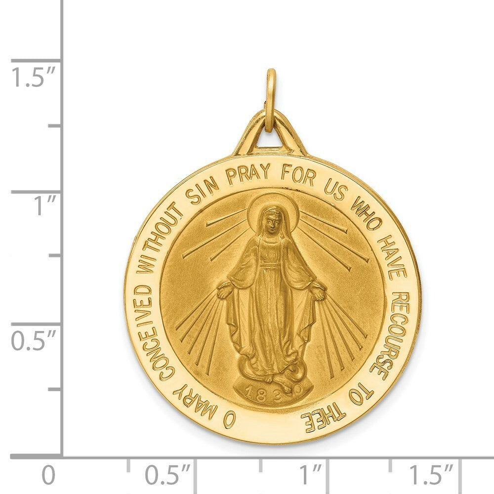 14K Yellow Gold Miraculous Medal Pendant 29.5mm width