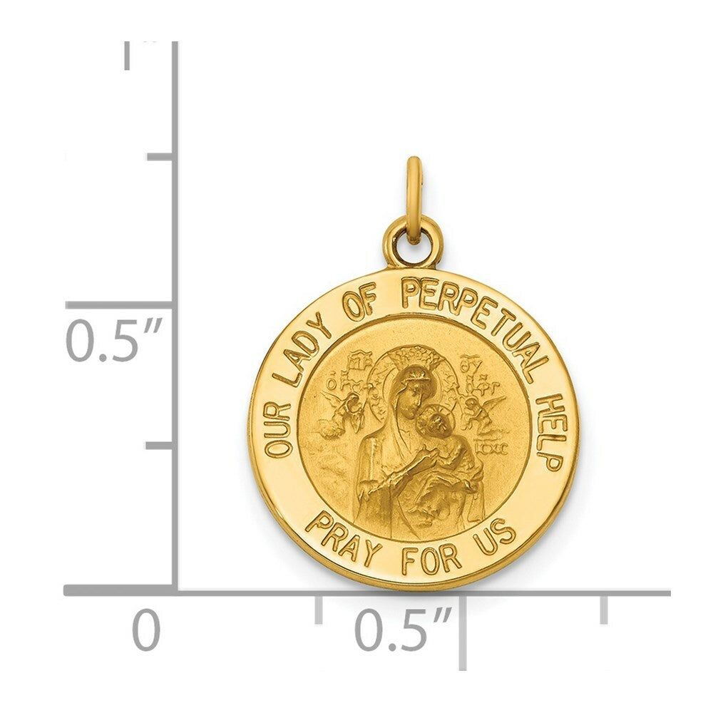 14K Yellow Gold Our Lady of Perpetual Help Medal Charm 15mm width