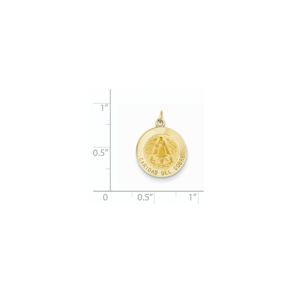 14K Yellow Gold Caridad Del Cobre Medal Pendant