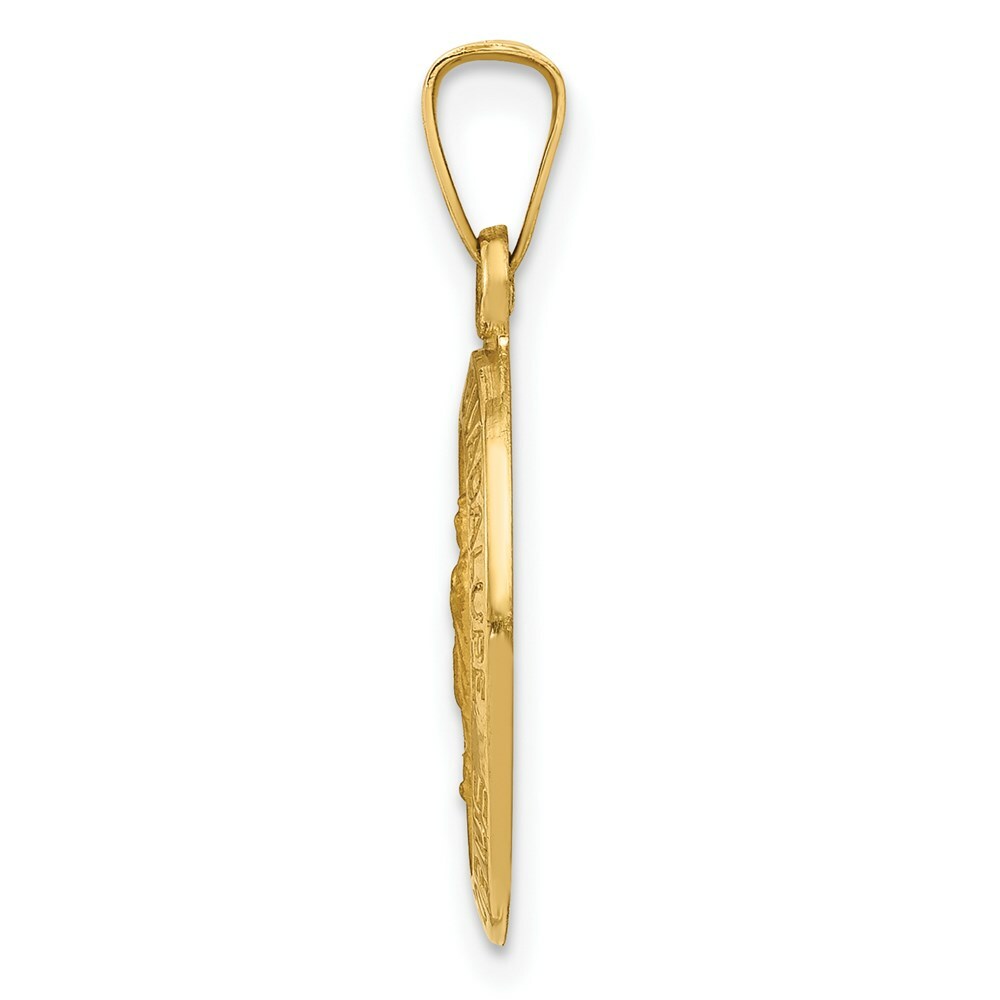 14K Yellow Gold Hollow Our Lady Of Guadalupe Medal Charm
