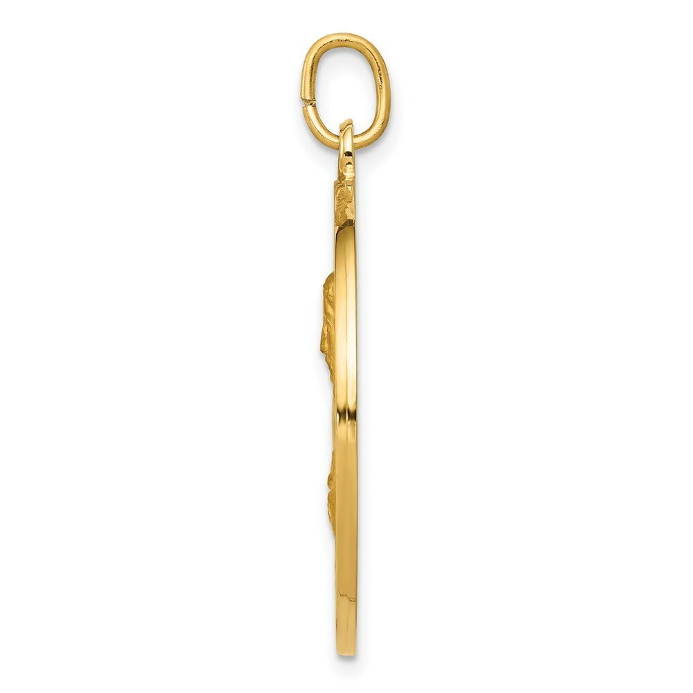 14K Yellow Gold Sacred Heart of Jesus Medal Pendant