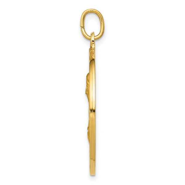 14K Yellow Gold Sacred Heart of Jesus Medal Pendant